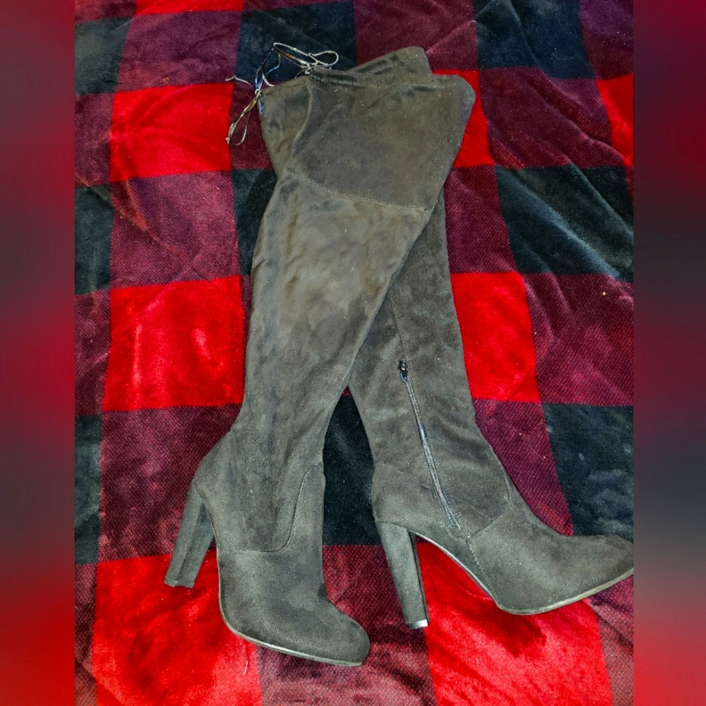 Thigh high suede boots